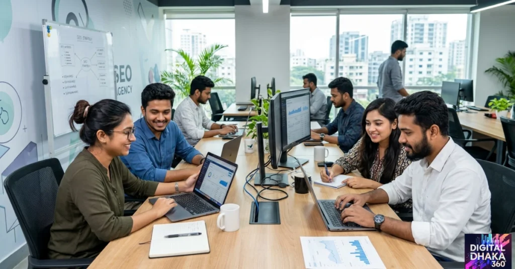 A Digital Dhaka 360 image featuring the digital marketing service.