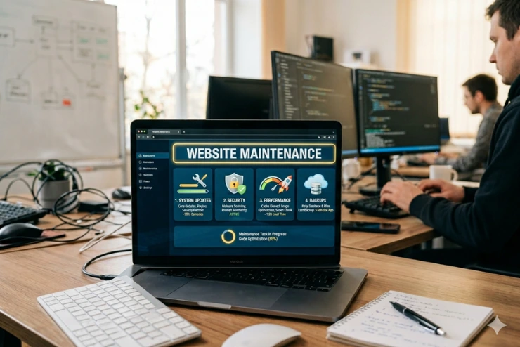 A Digital Dhaka 360 image featuring the website maintenance service.